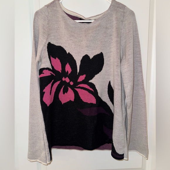 Ann Taylor Women’s Small Grey Floral Print Sweater - Picture 3 of 16